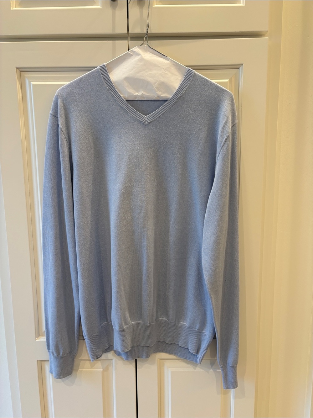 J. Crew Men's Pale Blue V-Neck Sweater